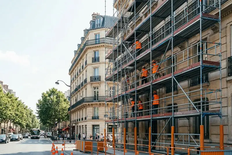 Façade sans ancrage — autostable — Delacroix Échafaudage